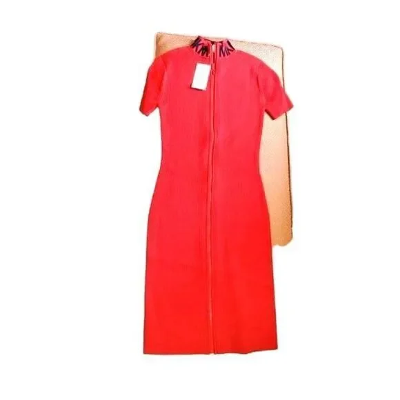 Michael Kors Logo Ribbed Mock MK neck zip size M - Picture 1 of 7